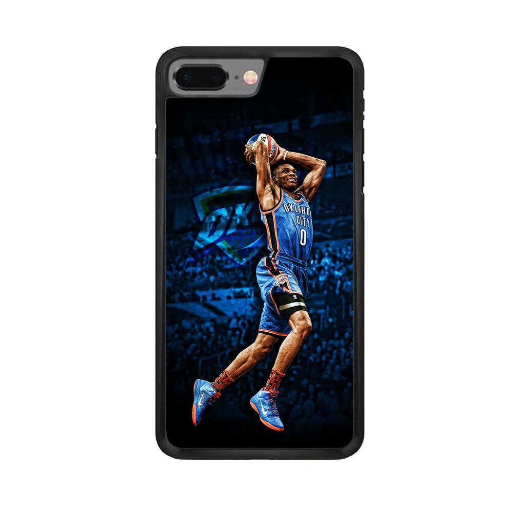 Russell Westbrook Jump Shot iPhone 8 Plus Case-Rubber / Black (2D Case)-Xtracase
