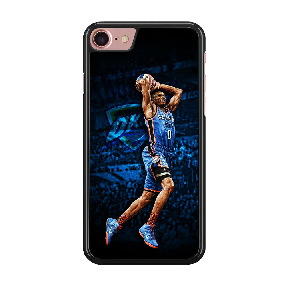 Russell Westbrook Jump Shot iPhone SE 2020 Case-Rubber / Black (2D Case)-Xtracase