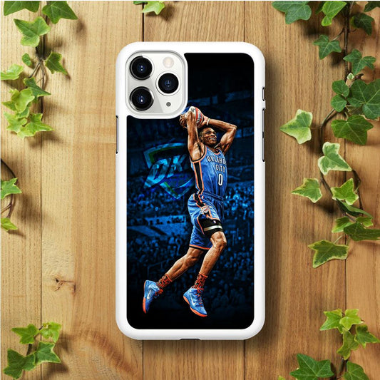 Russell Westbrook Jump Shot iPhone 11 Pro Case-Rubber / White (2D Case)-Xtracase