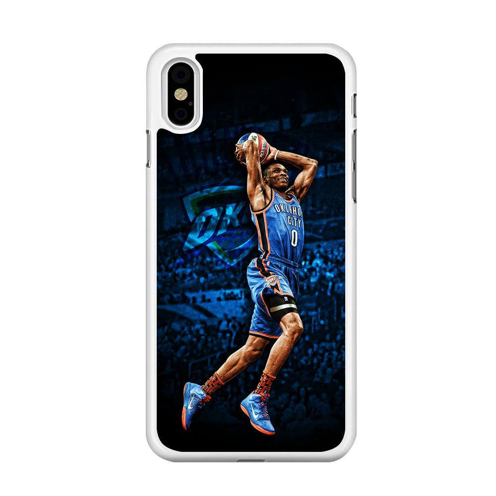 Russell Westbrook Jump Shot iPhone X Case-Rubber / White (2D Case)-Xtracase