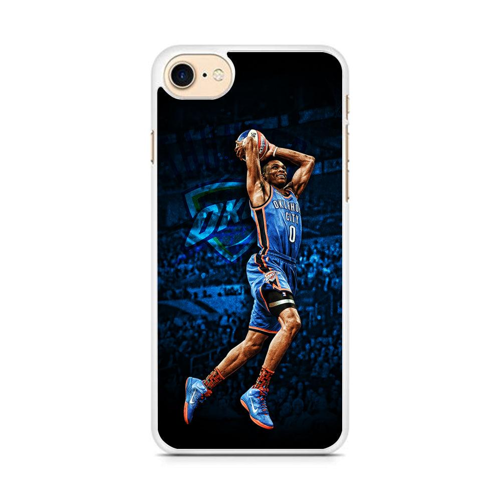 Russell Westbrook Jump Shot iPhone 8 Case-Rubber / White (2D Case)-Xtracase
