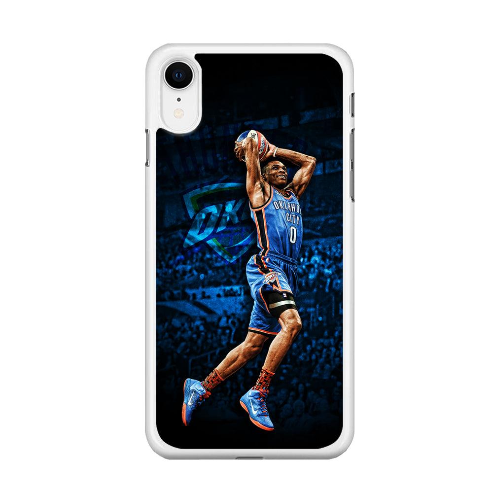 Russell Westbrook Jump Shot iPhone XR Case-Rubber / White (2D Case)-Xtracase