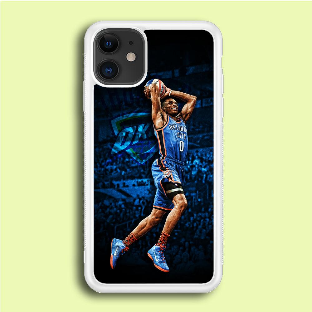 Russell Westbrook Jump Shot iPhone 12 Mini Case-Rubber / White (2D Case)-Xtracase