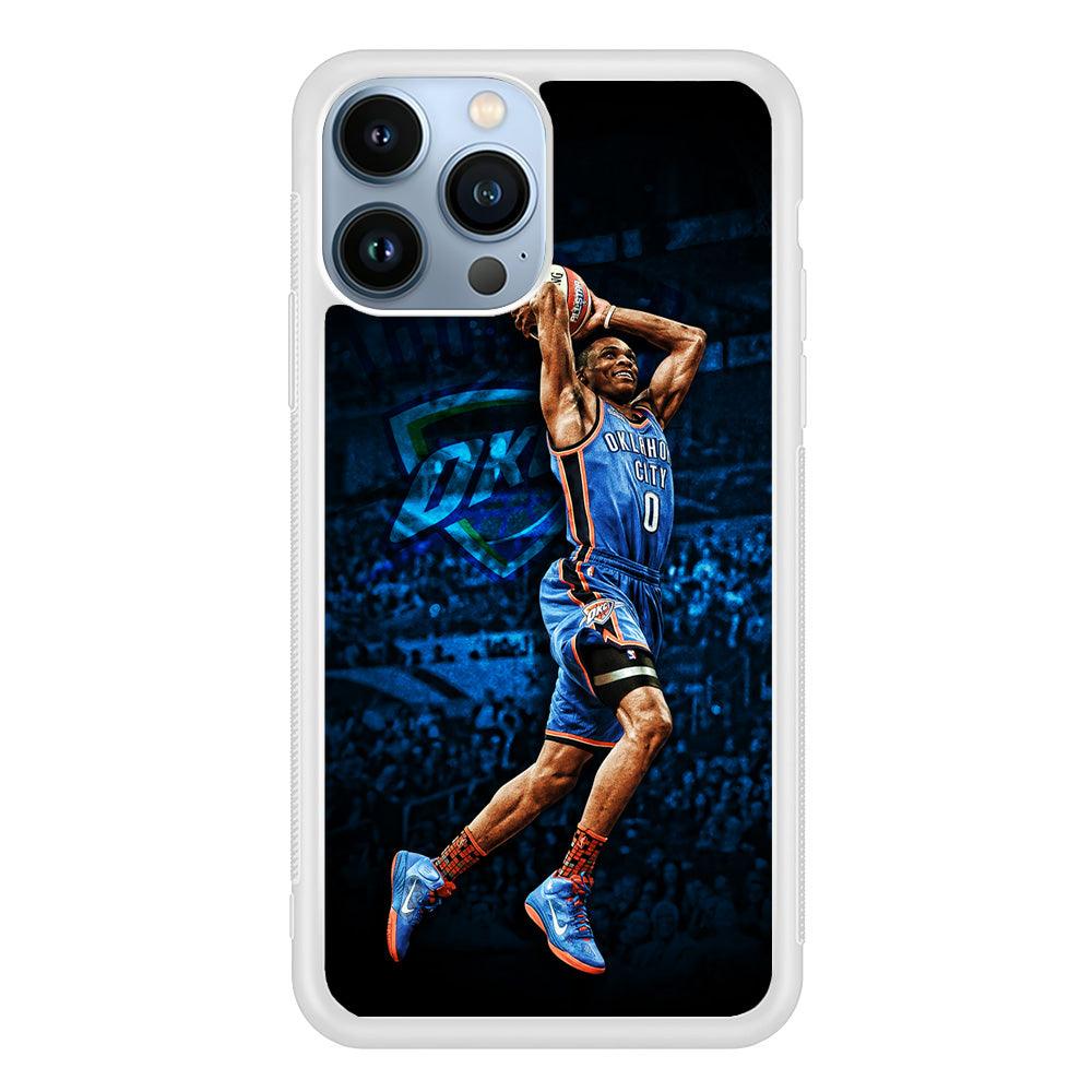 Russell Westbrook Jump Shot iPhone 13 Pro Case-Rubber / White (2D Case)-Xtracase