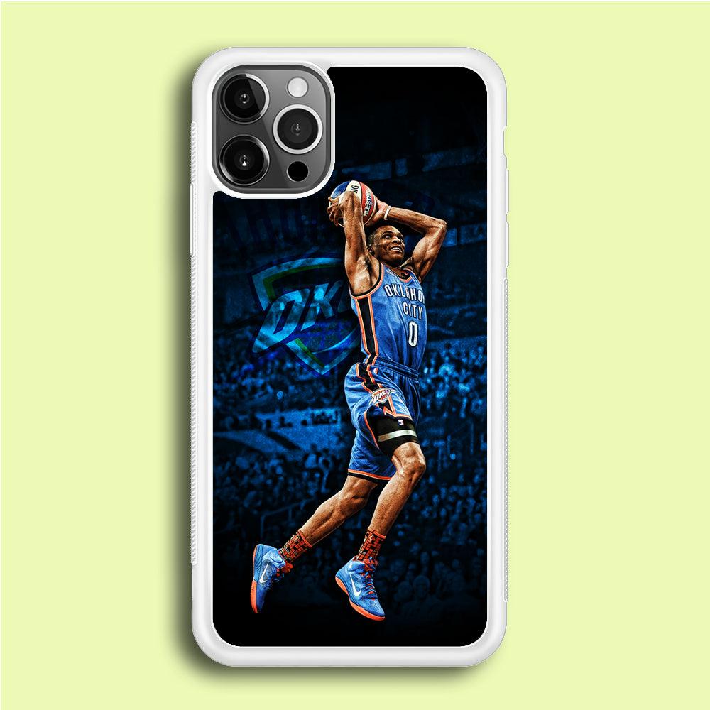 Russell Westbrook Jump Shot iPhone 12 Pro Max Case-Rubber / White (2D Case)-Xtracase