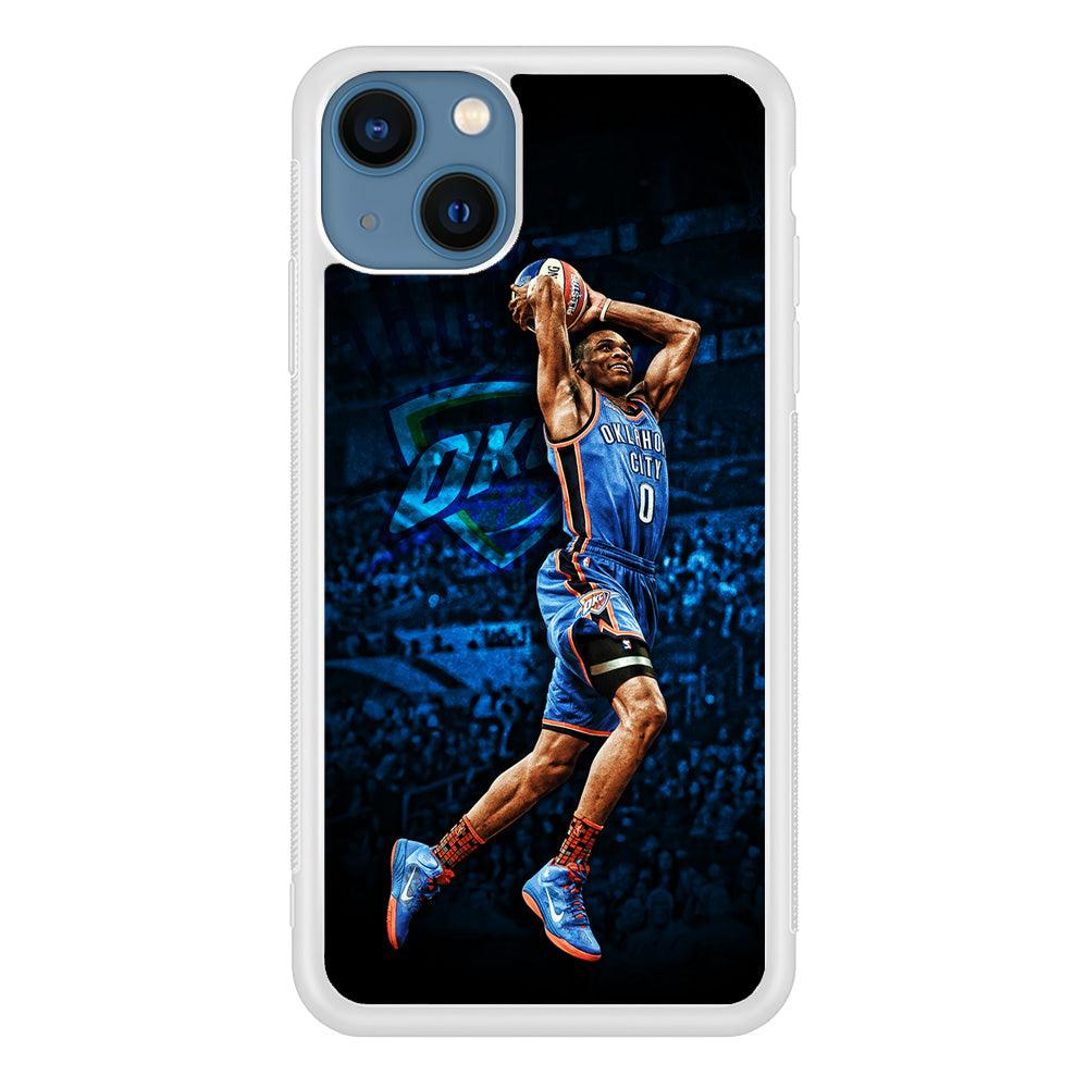 Russell Westbrook Jump Shot iPhone 13 Case-Rubber / White (2D Case)-Xtracase
