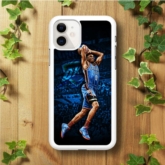 Russell Westbrook Jump Shot iPhone 11 Case-Rubber / White (2D Case)-Xtracase