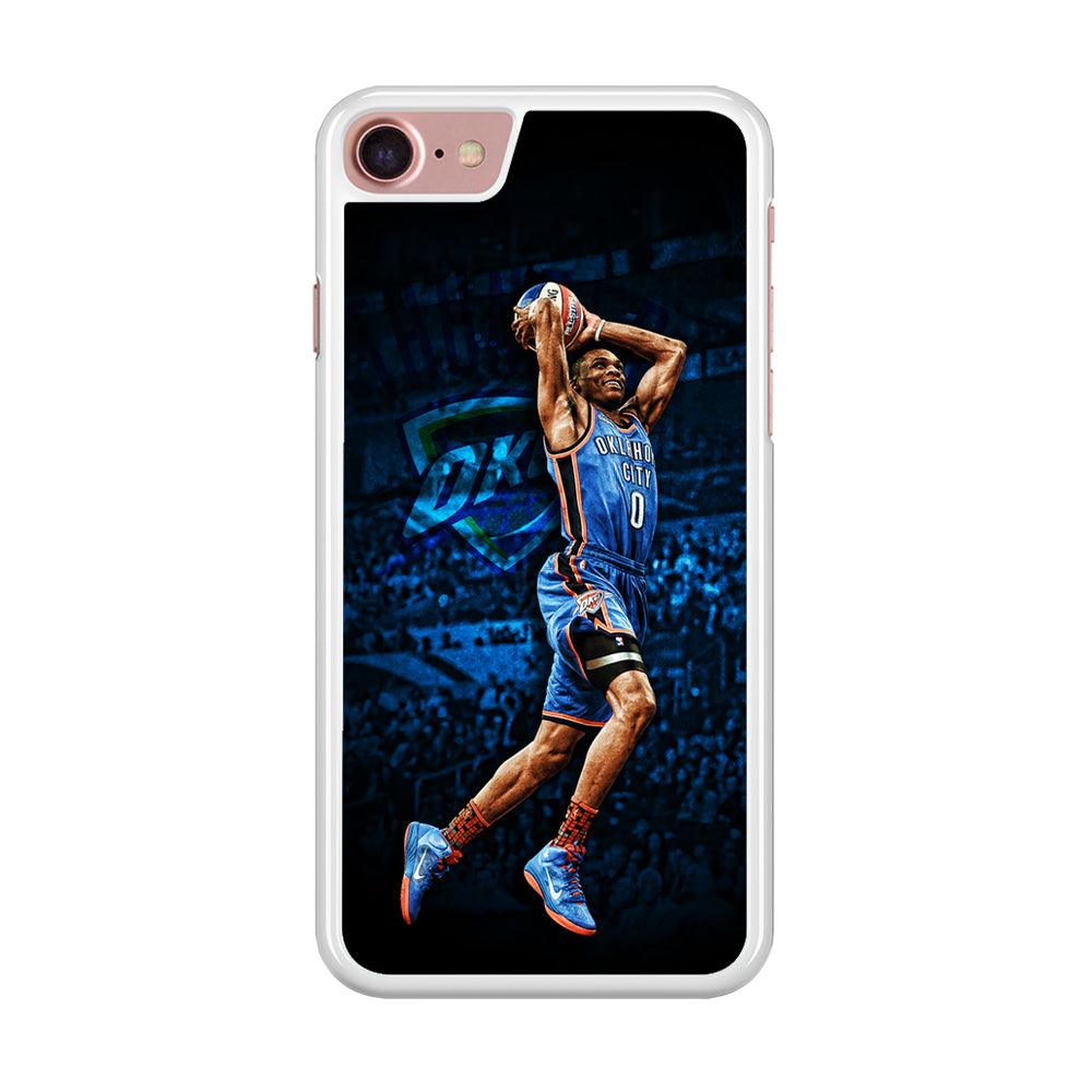 Russell Westbrook Jump Shot iPhone SE 2020 Case-Rubber / White (2D Case)-Xtracase