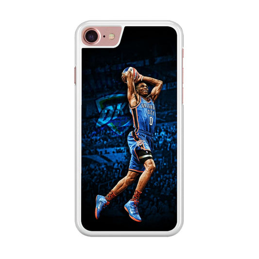 Russell Westbrook Jump Shot iPhone SE 2020 Case-Rubber / White (2D Case)-Xtracase
