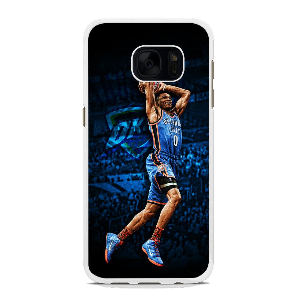 Russell Westbrook Jump Shot Samsung Galaxy S7 Edge Case-Rubber / White (2D Case)-Xtracase