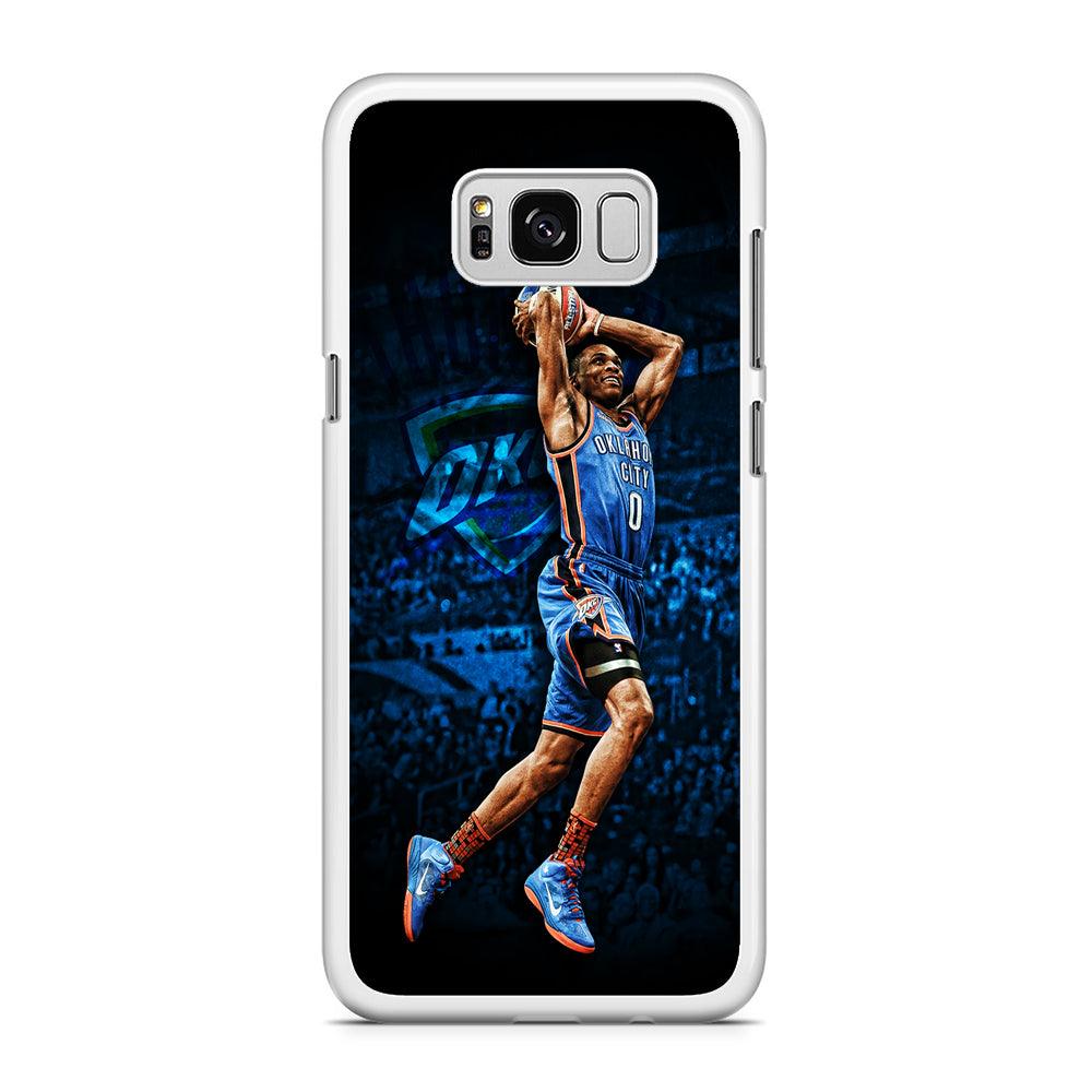 Russell Westbrook Jump Shot Samsung Galaxy S8 Case-Rubber / White (2D Case)-Xtracase