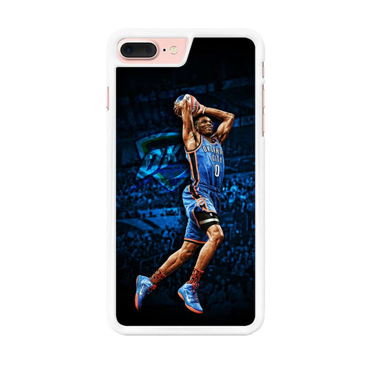 Russell Westbrook Jump Shot iPhone 8 Plus Case-Rubber / White (2D Case)-Xtracase