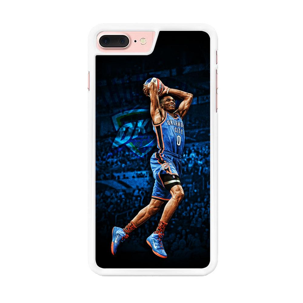 Russell Westbrook Jump iPhone 7 Plus Case-Rubber / White (2D Case)-Xtracase