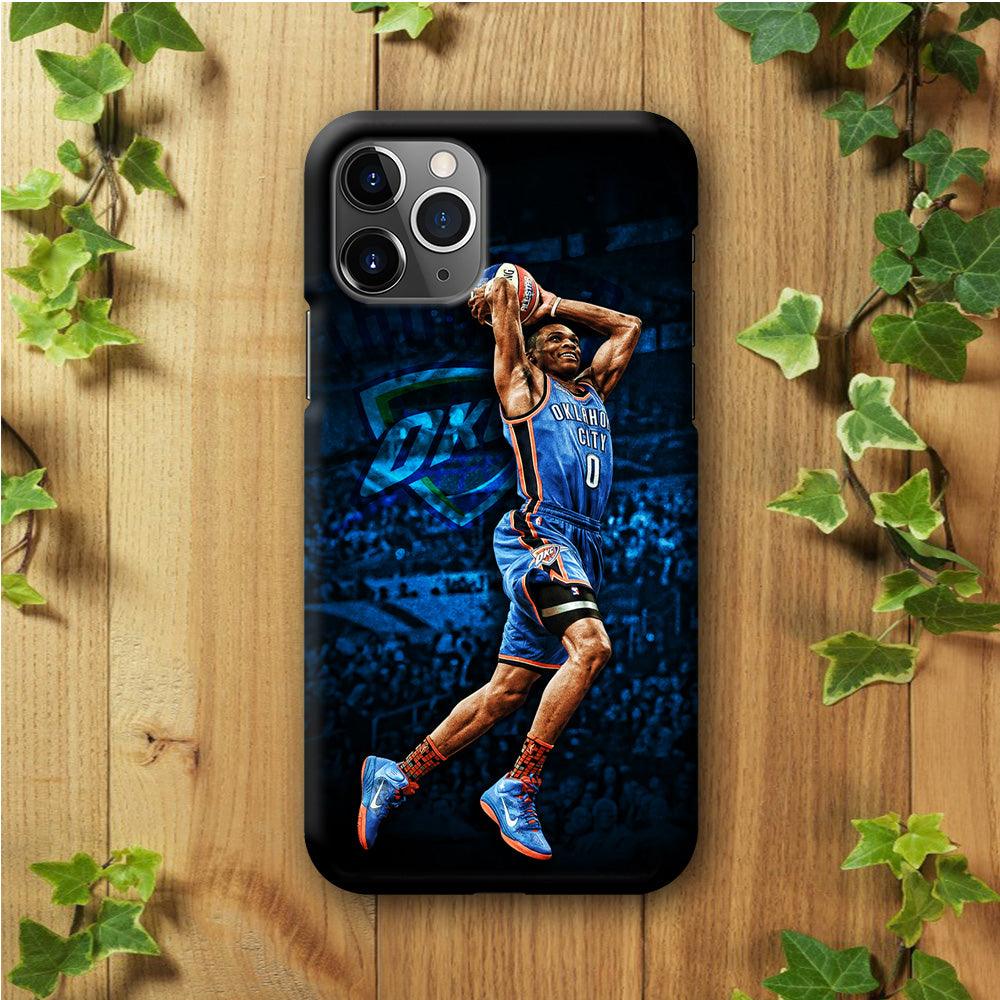 Russell Westbrook Jump Shot iPhone 11 Pro Case-Rubber / Black (2D Case)-Xtracase