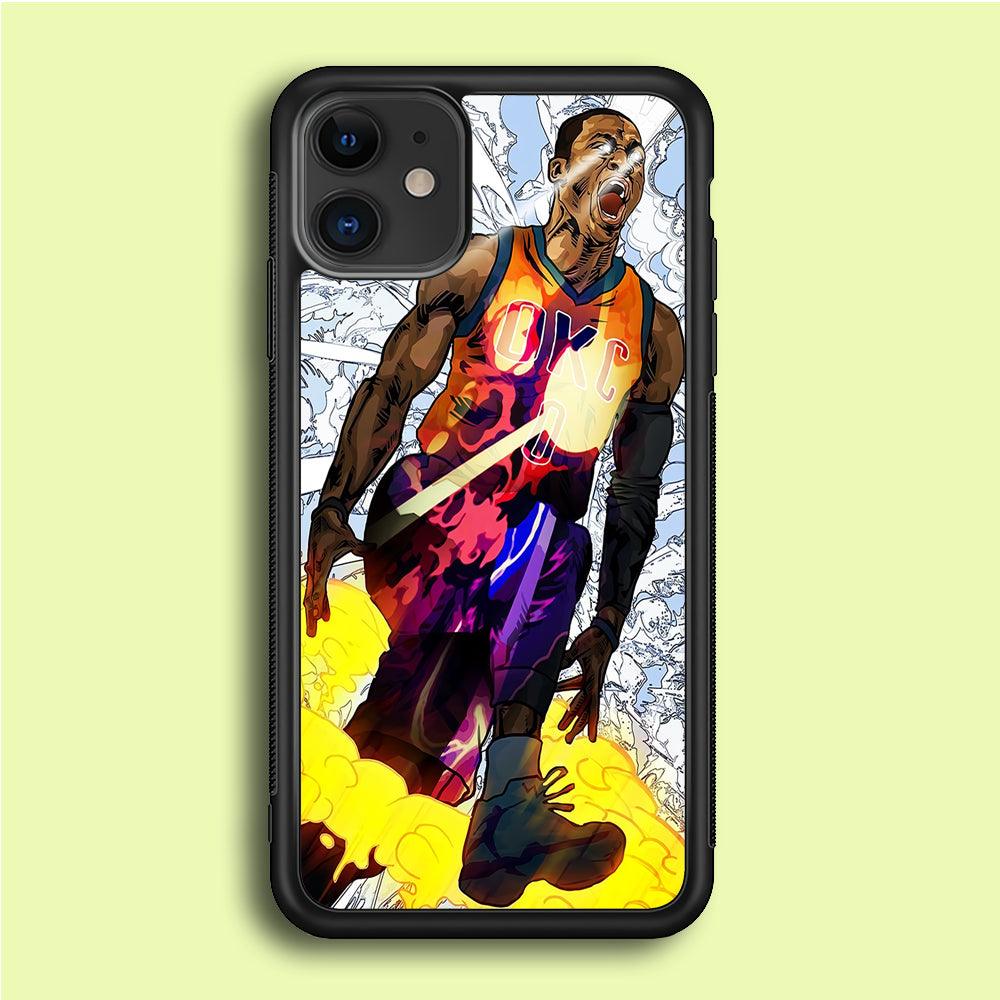 Russell Westbrook Oklahoma City Art iPhone 12 Case-Rubber / Black (2D Case)-Xtracase