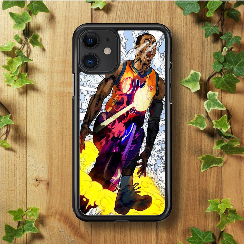 Russell Westbrook Oklahoma City Art iPhone 11 Case-Rubber / Black (2D Case)-Xtracase