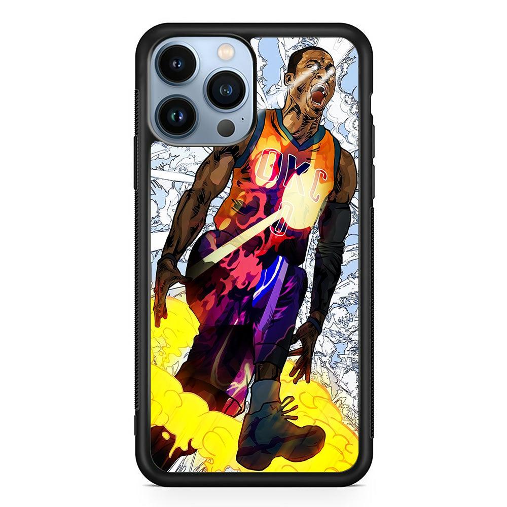 Russell Westbrook Oklahoma City Art iPhone 13 Pro Case-Rubber / Black (2D Case)-Xtracase