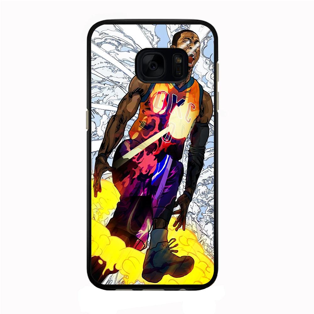 Russell Westbrook Oklahoma City Art Samsung Galaxy S7 Edge Case-Rubber / Black (2D Case)-Xtracase
