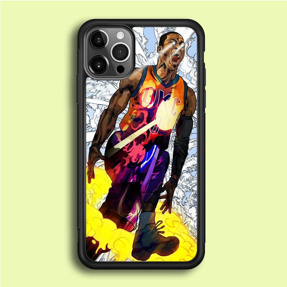 Russell Westbrook Oklahoma City Art iPhone 12 Pro Max Case-Rubber / Black (2D Case)-Xtracase