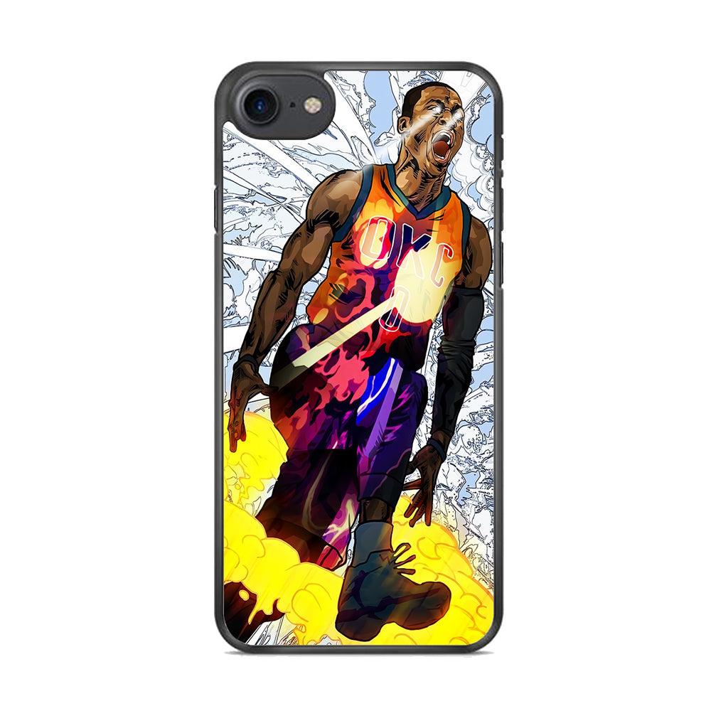 Russell Westbrook Oklahoma City Art iPhone 8 Case-Rubber / Black (2D Case)-Xtracase