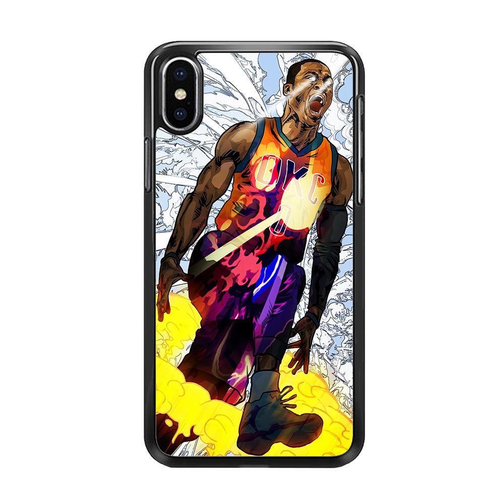 Russell Westbrook Oklahoma City Art iPhone Xs Case-Rubber / Black (2D Case)-Xtracase
