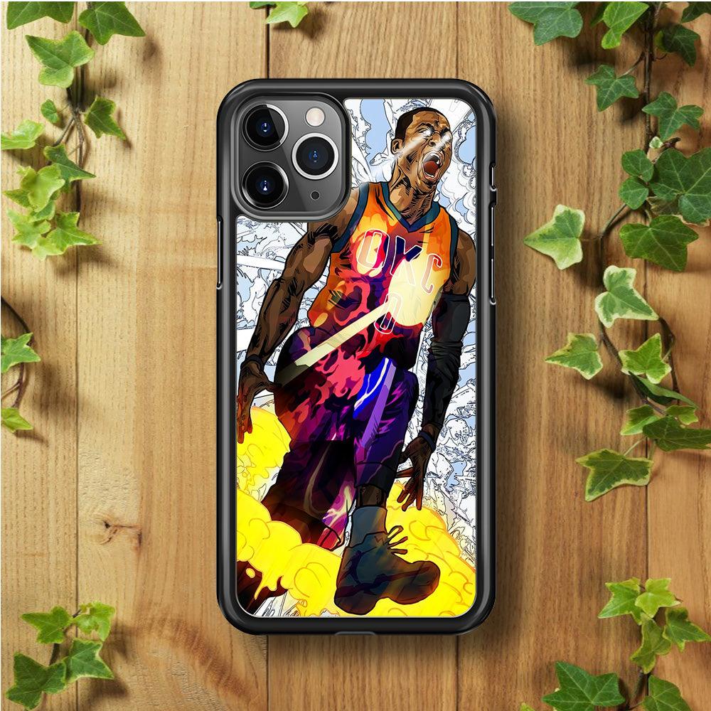 Russell Westbrook Oklahoma City Art iPhone 11 Pro Case-Rubber / Black (2D Case)-Xtracase