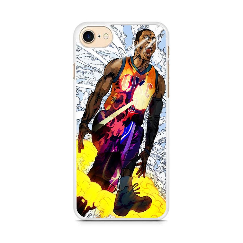 Russell Westbrook Oklahoma City Art iPhone 7 Case-Rubber / White (2D Case)-Xtracase