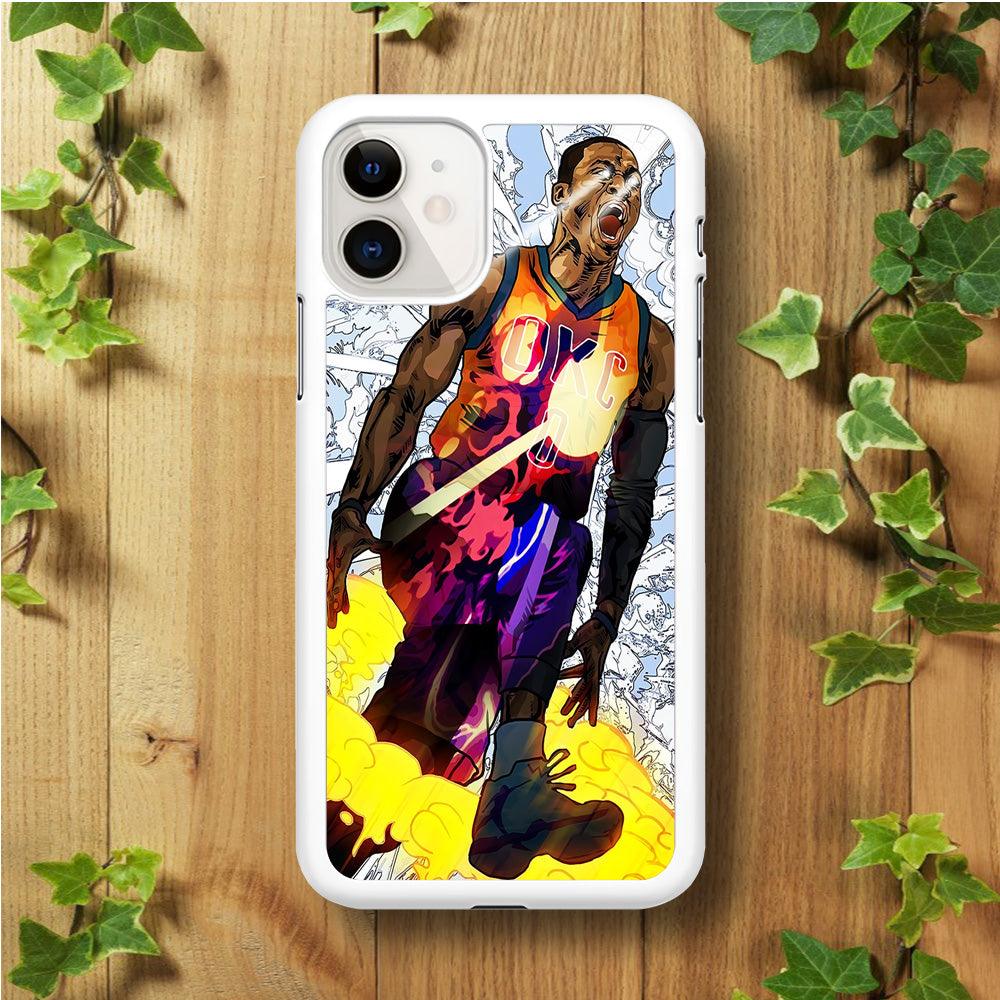 Russell Westbrook Oklahoma City Art iPhone 11 Case-Rubber / White (2D Case)-Xtracase