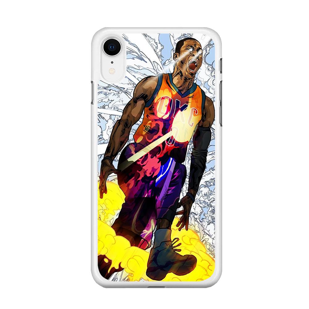 Russell Westbrook Oklahoma City Art iPhone XR Case-Rubber / White (2D Case)-Xtracase
