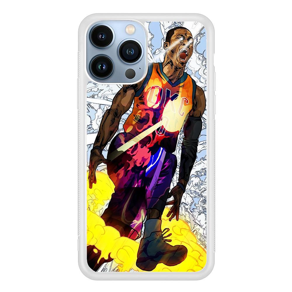 Russell Westbrook Oklahoma City Art iPhone 13 Pro Case-Rubber / White (2D Case)-Xtracase