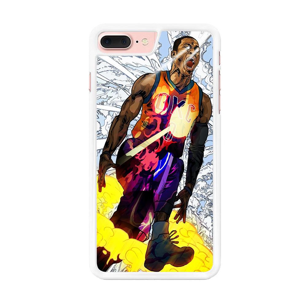 Russell Westbrook Oklahoma City Art iPhone 7 Plus Case-Rubber / White (2D Case)-Xtracase