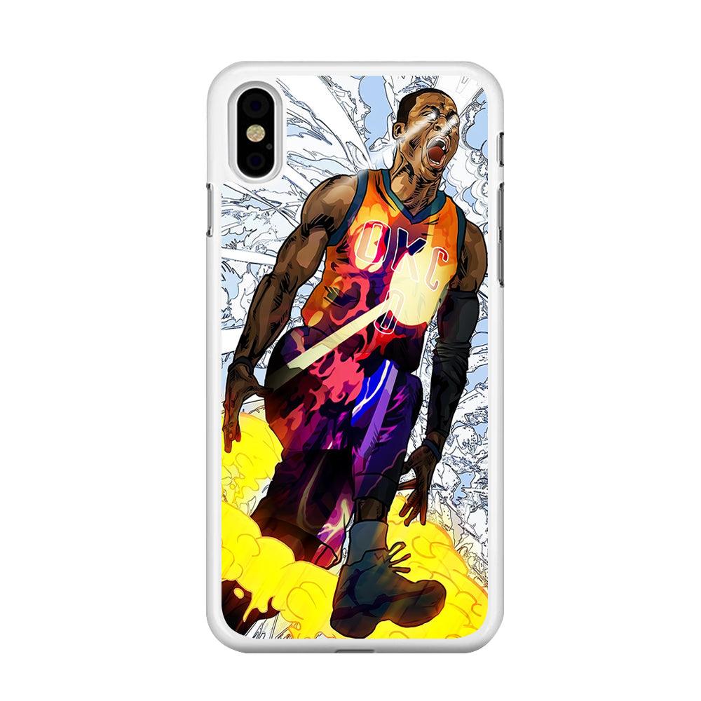 Russell Westbrook Oklahoma City Art iPhone Xs Case-Rubber / White (2D Case)-Xtracase