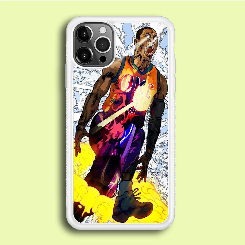 Russell Westbrook Oklahoma City Art iPhone 12 Pro Max Case-Rubber / White (2D Case)-Xtracase