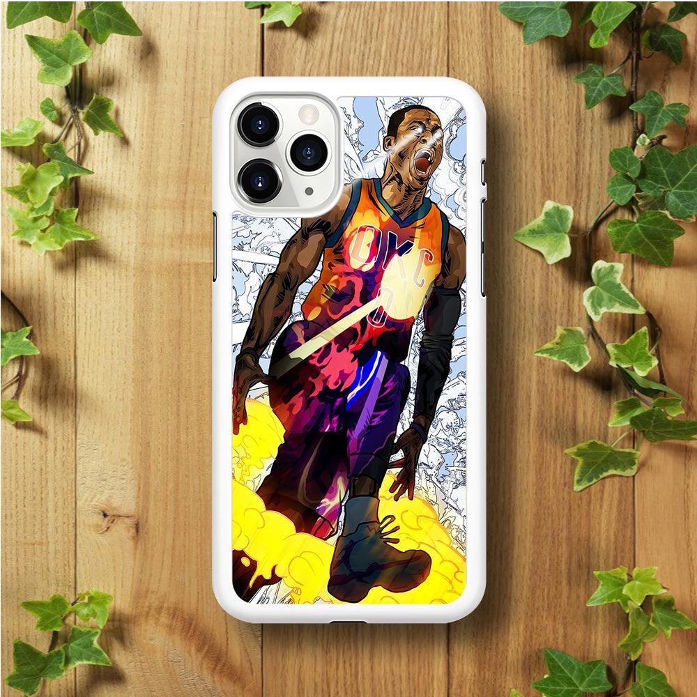 Russell Westbrook Oklahoma City Art iPhone 11 Pro Case-Rubber / White (2D Case)-Xtracase
