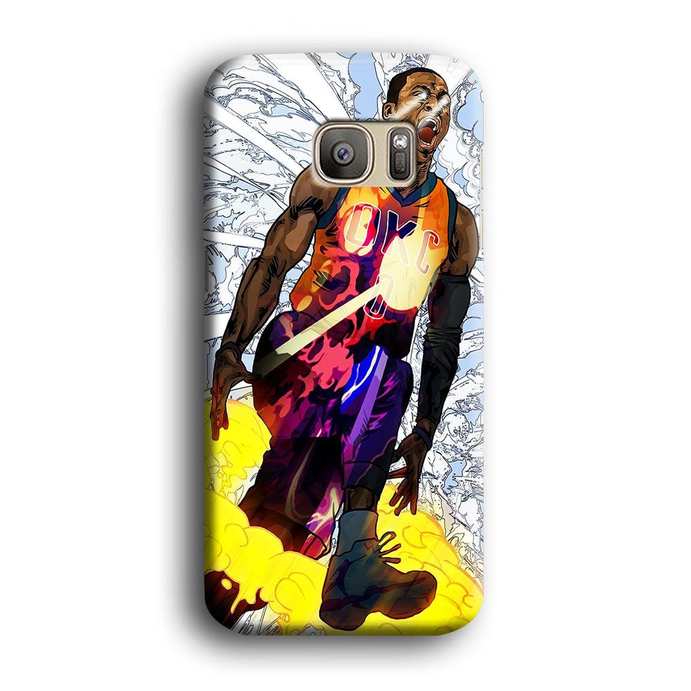 Russell Westbrook Oklahoma City Art Samsung Galaxy S7 Edge Case-Plastic / Full Wrap (3D Case)-Xtracase
