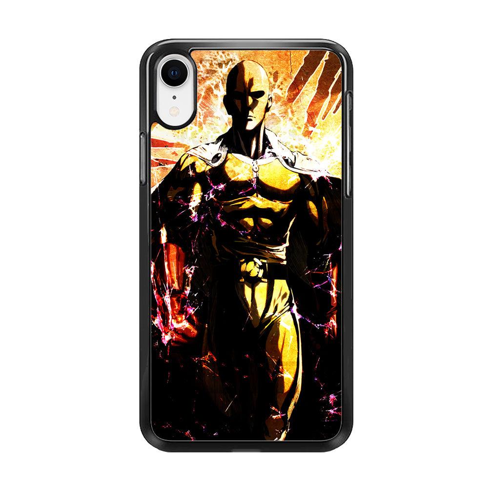 Saitama Serious Mode iPhone XR Case-Rubber / Black (2D Case)-Xtracase