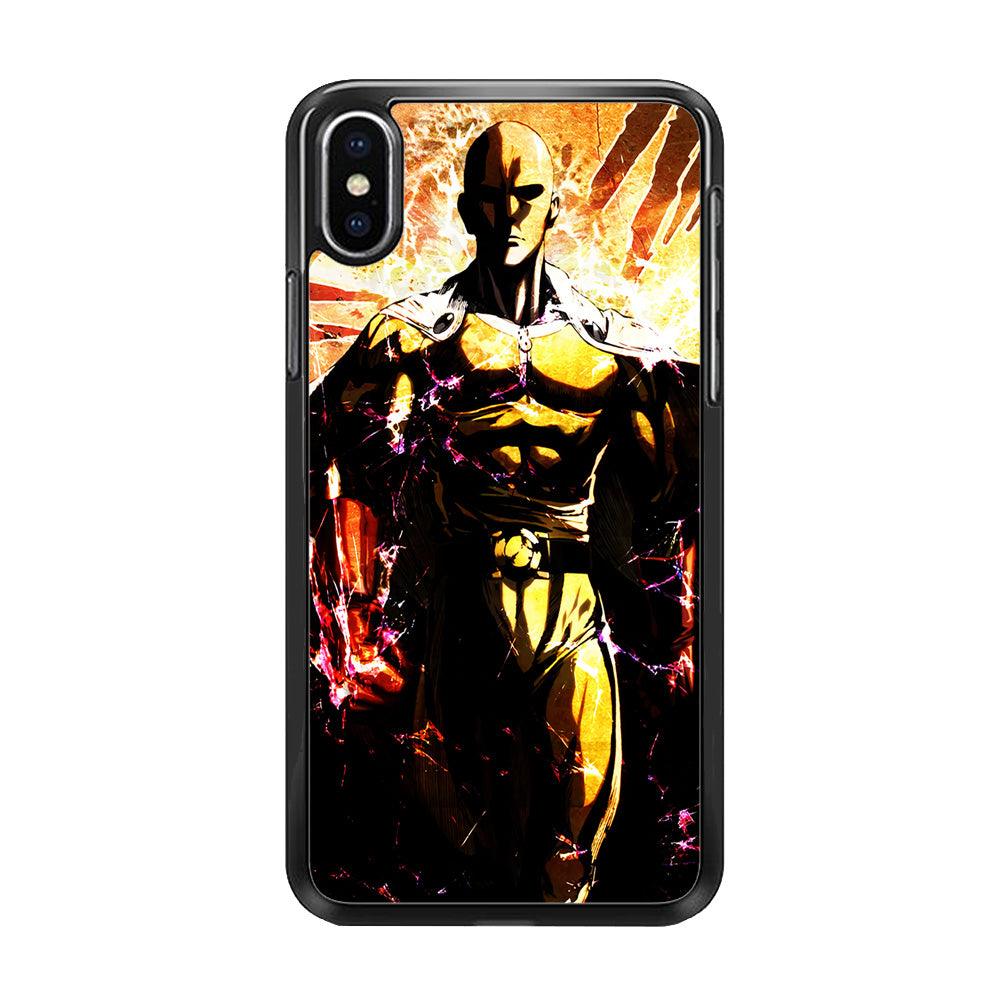 Saitama Serious Mode iPhone Xs Case-Rubber / Black (2D Case)-Xtracase