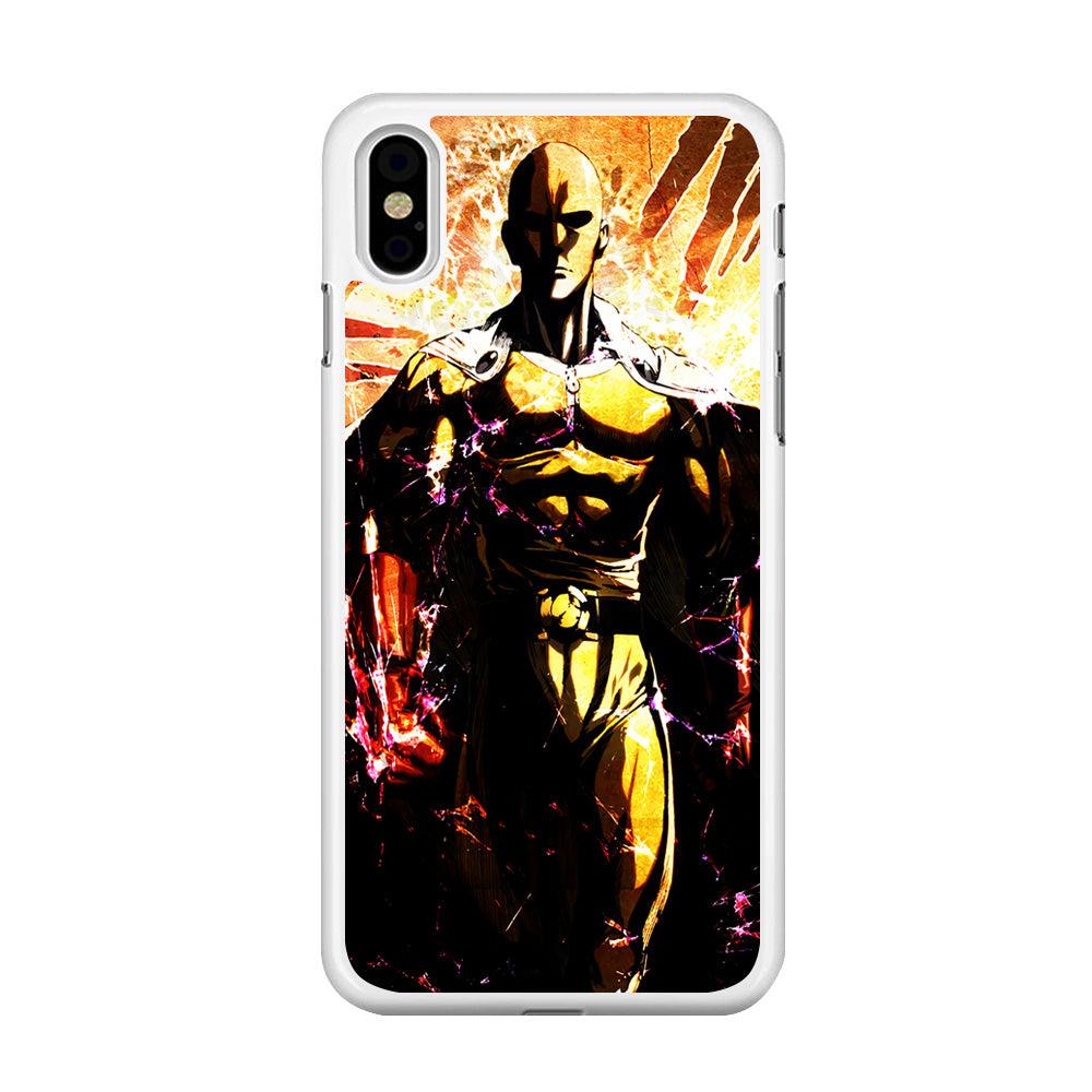 Saitama Serious Mode iPhone Xs Case-Rubber / White (2D Case)-Xtracase