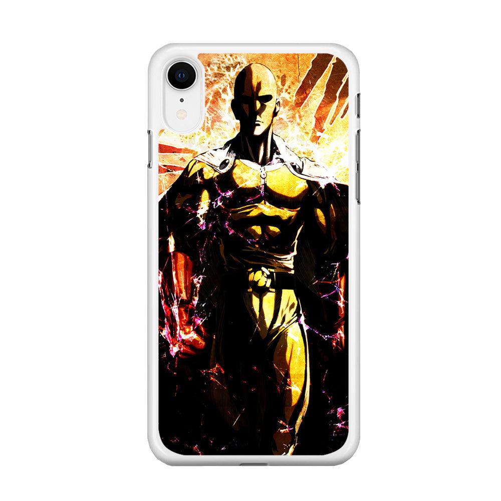Saitama Serious Mode iPhone XR Case-Rubber / White (2D Case)-Xtracase