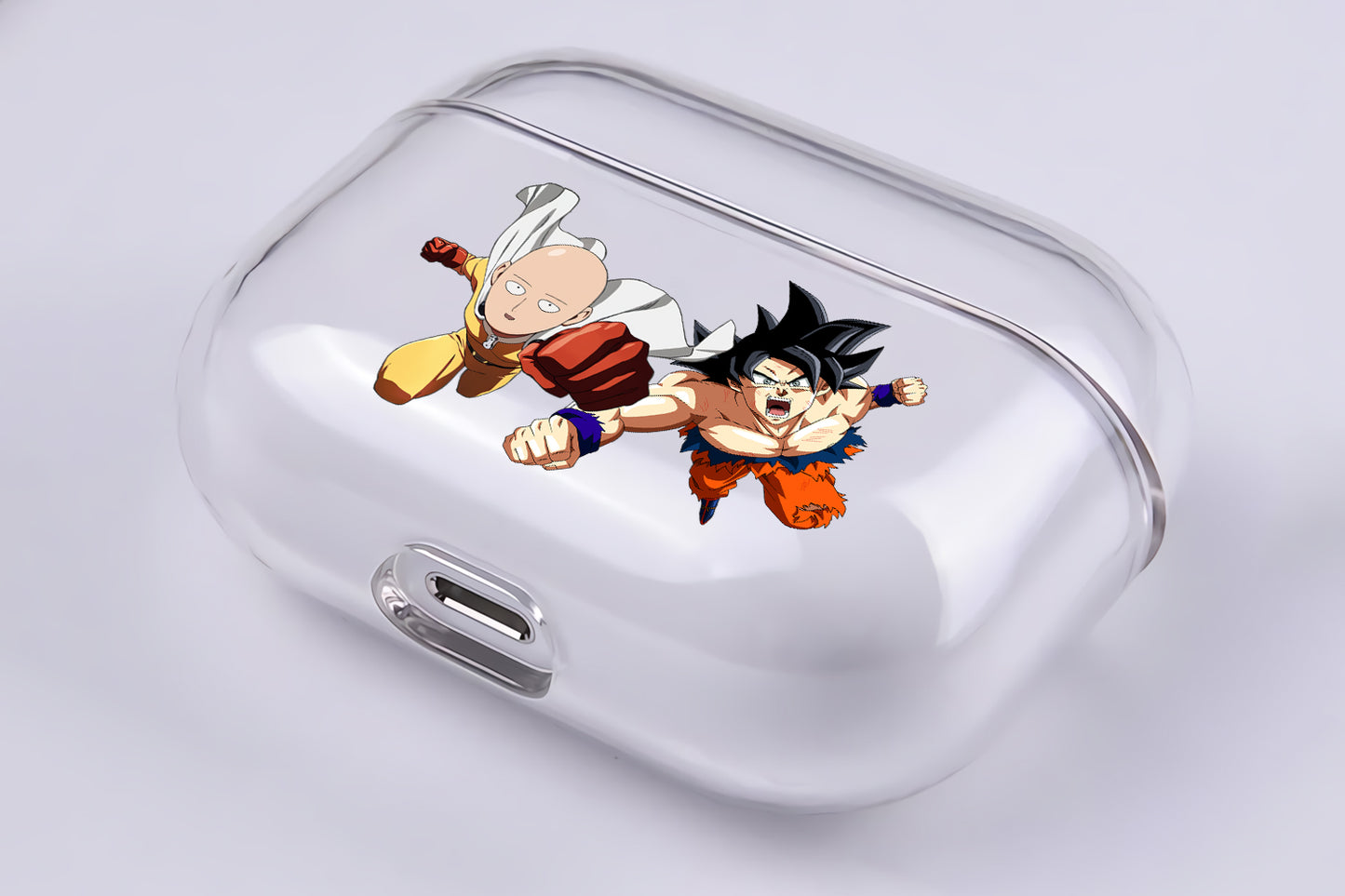 Saitama VS Goku Hard Plastic Protective Clear Case Cover For Apple Airpod Pro
