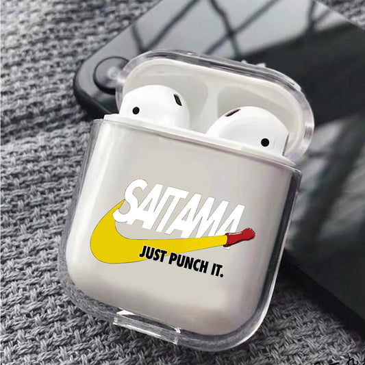 Saitama Just Punch It Hard Plastic Protective Clear Case Cover For Apple Airpods