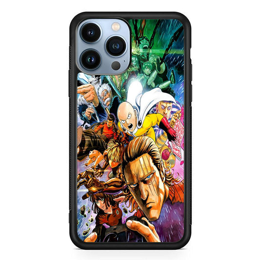 Saitama and S-Class Hero iPhone 13 Pro Max Case-Rubber / Black (2D Case)-Xtracase