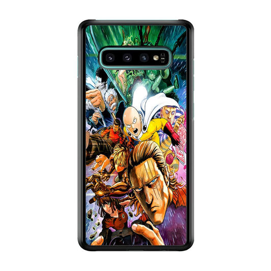 Saitama and S-Class Hero Samsung Galaxy S10 Case-Rubber / Black (2D Case)-Xtracase