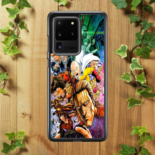 Saitama and S-Class Hero Samsung Galaxy S20 Ultra Case-Rubber / Black (2D Case)-Xtracase