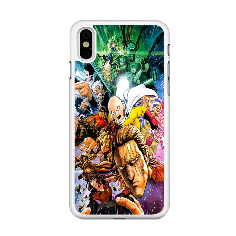 Saitama and S-Class Hero iPhone Xs Max Case-Rubber / White (2D Case)-Xtracase