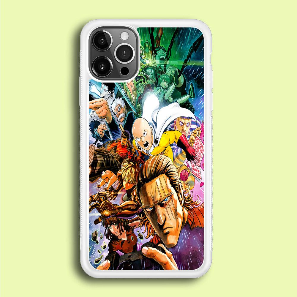 Saitama and S-Class Hero iPhone 12 Pro Case-Rubber / White (2D Case)-Xtracase