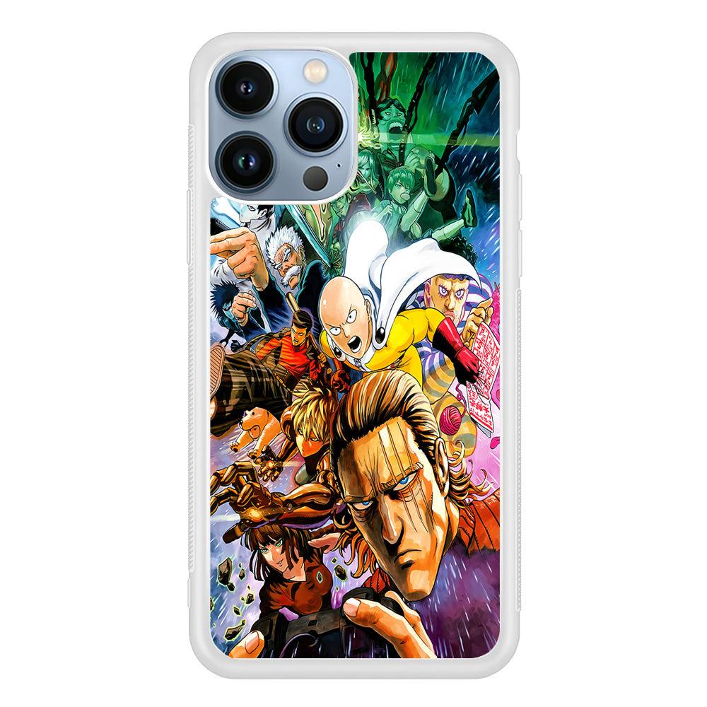 Saitama and S-Class Hero iPhone 13 Pro Case-Rubber / White (2D Case)-Xtracase