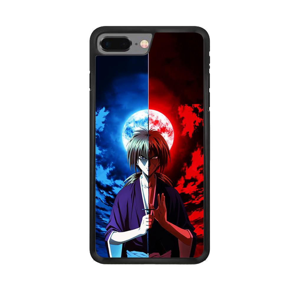 Samurai X Kenshin Red Blue Sky iPhone 8 Plus Case-Rubber / Black (2D Case)-Xtracase