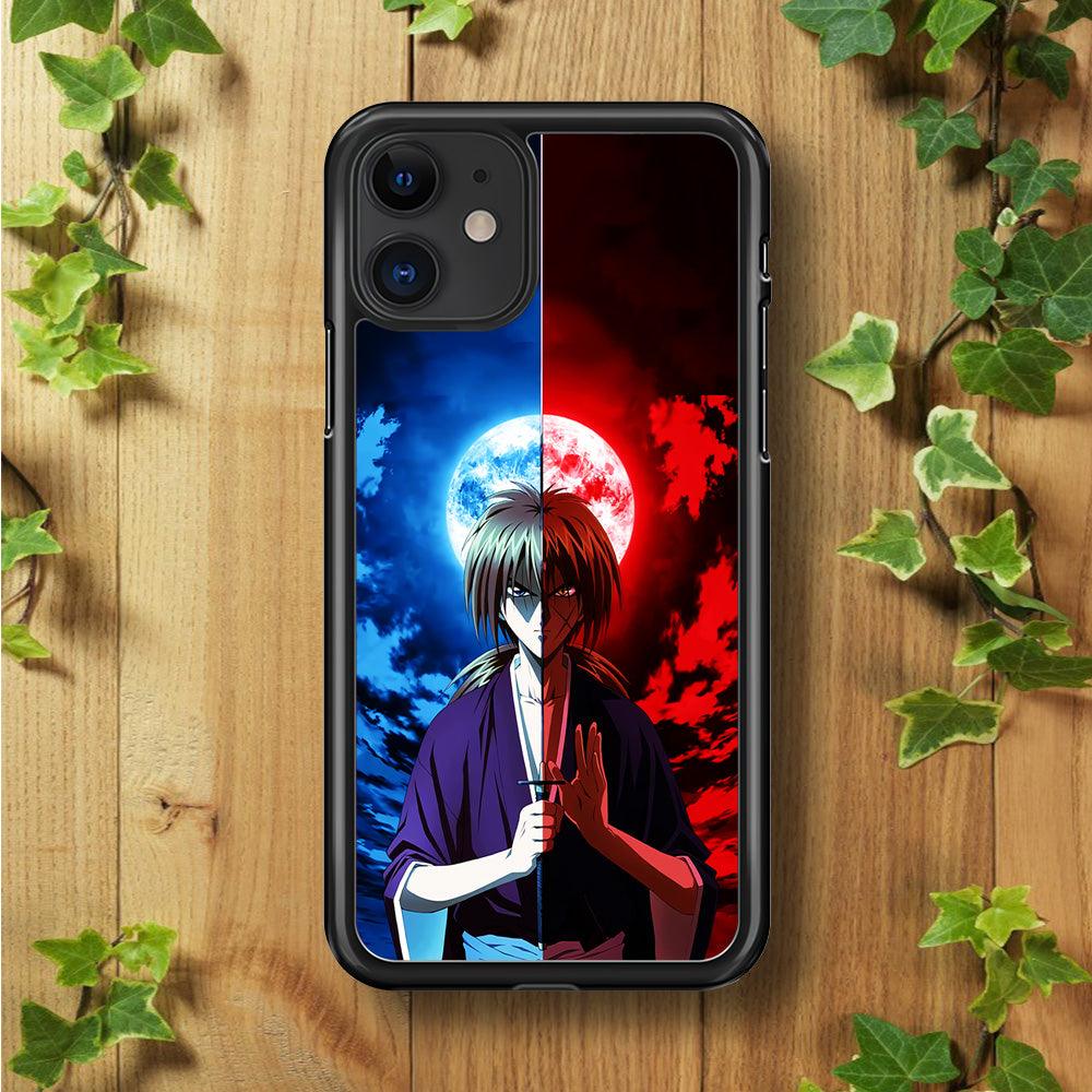 Samurai X Kenshin Red Blue Sky iPhone 11 Case-Rubber / Black (2D Case)-Xtracase
