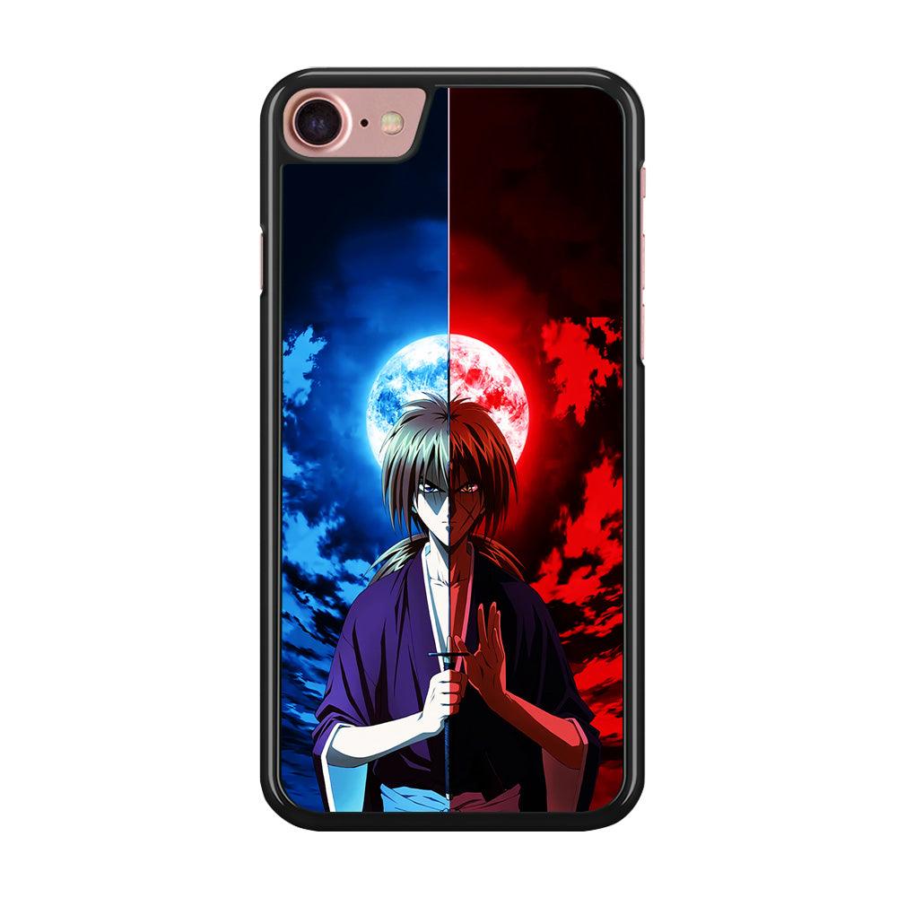 Samurai X Kenshin Red Blue Sky iPhone SE 2020 Case-Rubber / Black (2D Case)-Xtracase